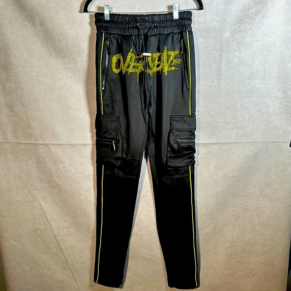 NEW‼️ Guapi OVERSIZE Black Joggers with Neon Accents and Bling!